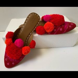 Figue x Jcrew Pom Pom slide mule sandals